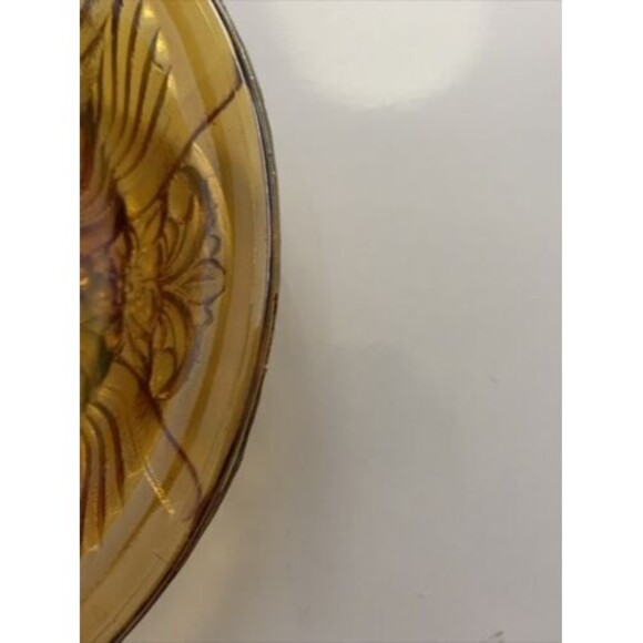 Canival Glass Irridescent Amber Divided Dish Serving Bowl Plate Vintage - Picture 12 of 12